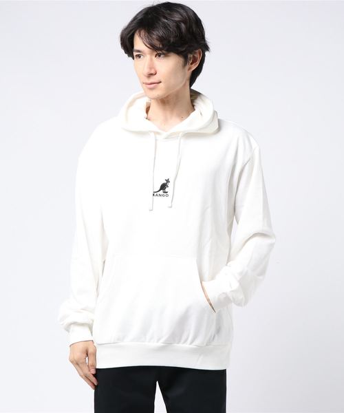 KANGOL（カンゴール）の「∴WEGO/【WEB限定カラーあり】KANGOL別注【裏毛】ビッグシルエットプルパーカー（パーカー・メンズ・ブラウン/ブラック/ベージュ/マスタード/ホワイト/ネイビー/カーキ/パープル/ライトベージュ・MEDIUM/LARGE）」の12枚目の写真