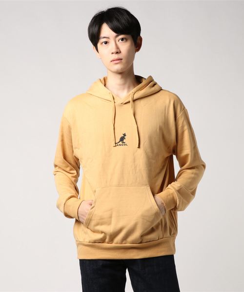 KANGOL（カンゴール）の「∴WEGO/【WEB限定カラーあり】KANGOL別注【裏毛】ビッグシルエットプルパーカー（パーカー・メンズ・ブラウン/ブラック/ベージュ/マスタード/ホワイト/ネイビー/カーキ/パープル/ライトベージュ・MEDIUM/LARGE）」の15枚目の写真