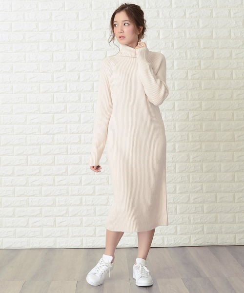 Lace Ladies(レースレディース)の「ハイネックリブニットロングワンピース(ワンピース・レディース・ブラック/ベージュ/ブラウン/グレー・FREE)」の4枚目の写真