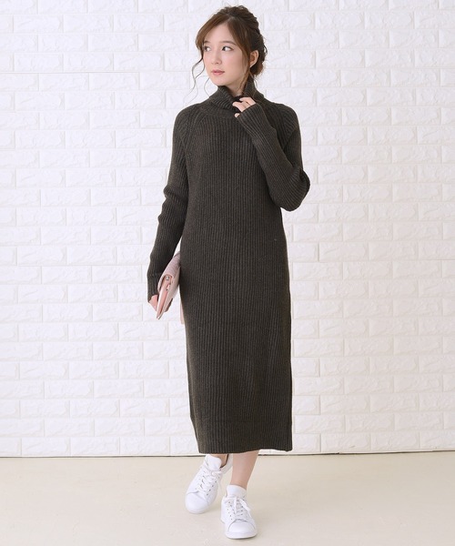 Lace Ladies(レースレディース)の「ハイネックリブニットロングワンピース(ワンピース・レディース・ブラック/ベージュ/ブラウン/グレー・FREE)」の20枚目の写真