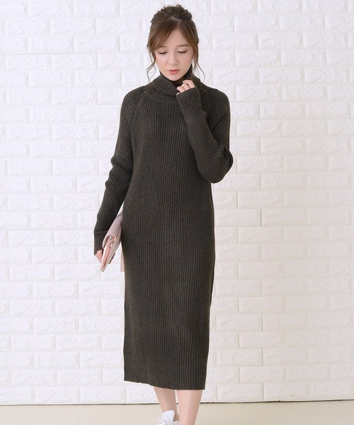 Lace Ladies(レースレディース)の「ハイネックリブニットロングワンピース(ワンピース・レディース・ブラック/ベージュ/ブラウン/グレー・FREE)」の14枚目の写真