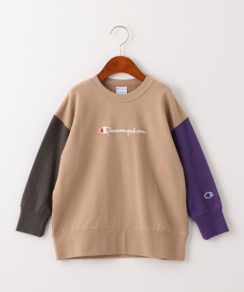 Champion（チャンピオン）の「【キッズ】〔別注〕CHAMPION（チャンピオン）ロゴ スウェット/ クレイジーパターン（スウェット・キッズ・オフホワイト/ダークグレー/ベージュ・110cm/120cm/100cm/130cm）」の5枚目の写真