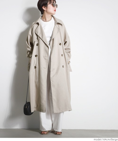 coca（coca）（コカ）の「リネンライクトレンチコート（トレンチコート・レディース・ベージュ・ONE SIZE）」の4枚目の写真