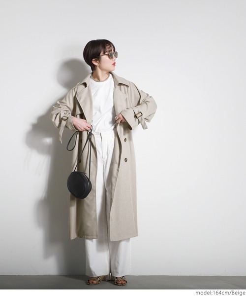 coca（coca）（コカ）の「リネンライクトレンチコート（トレンチコート・レディース・ベージュ・ONE SIZE）」の2枚目の写真