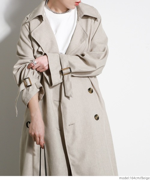 coca（coca）（コカ）の「リネンライクトレンチコート（トレンチコート・レディース・ベージュ・ONE SIZE）」の3枚目の写真