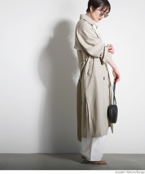 coca（coca）（コカ）の「リネンライクトレンチコート（トレンチコート・レディース・ベージュ・ONE SIZE）」の6枚目の写真