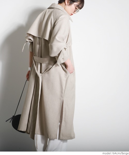 coca（coca）（コカ）の「リネンライクトレンチコート（トレンチコート・レディース・ベージュ・ONE SIZE）」の8枚目の写真