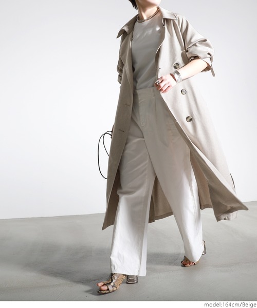 coca（coca）（コカ）の「リネンライクトレンチコート（トレンチコート・レディース・ベージュ・ONE SIZE）」の11枚目の写真