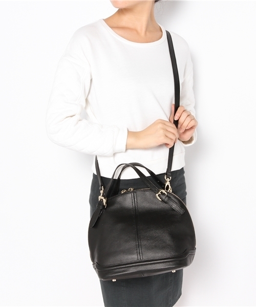 ROSE BUD（ローズバッド）の「S779 LEATHER ROUND HANDBAG（ハンドバッグ・レディース・ブラック/イエロー・ONE SIZE）」の3枚目の写真