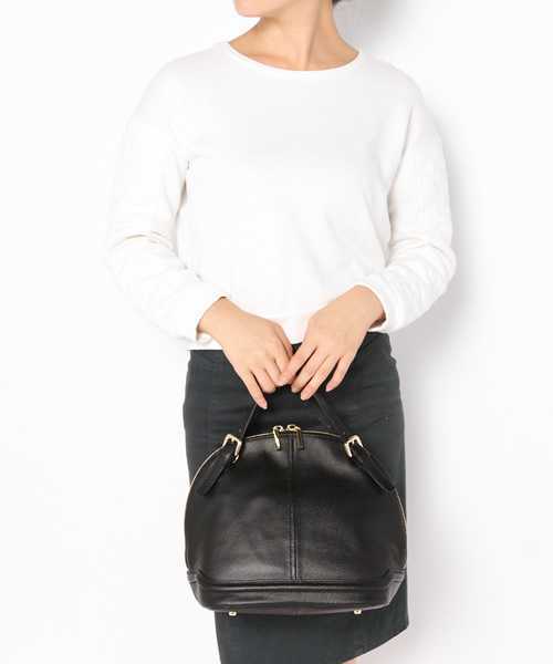 ROSE BUD（ローズバッド）の「S779 LEATHER ROUND HANDBAG（ハンドバッグ・レディース・ブラック/イエロー・ONE SIZE）」の5枚目の写真