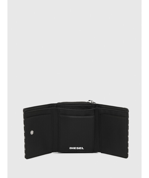 DIESEL ディーゼル 三つ折り財布 ビッグロゴ 本革 黒