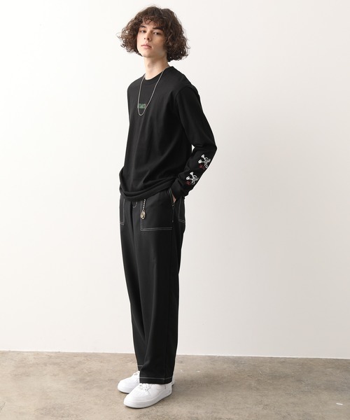 JUNRED(ジュンレッド)の「PIZZANISTA!スリーブプリントT(Tシャツ/カットソー・メンズ・ホワイト/ブラック・M/L)」の3枚目の写真