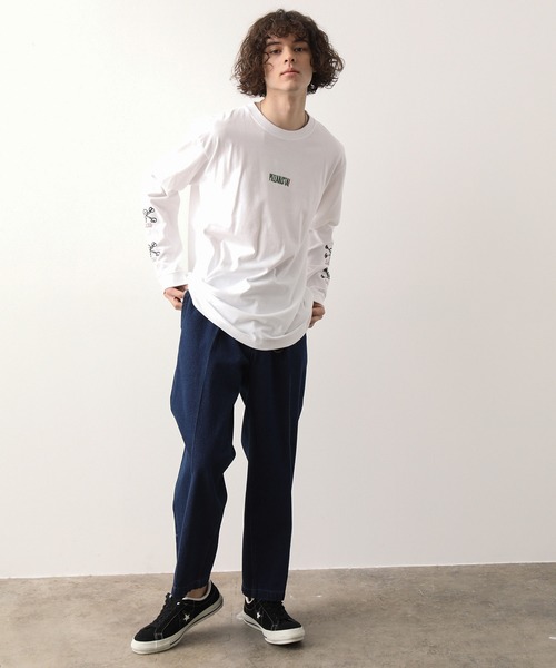 JUNRED(ジュンレッド)の「PIZZANISTA!スリーブプリントT(Tシャツ/カットソー・メンズ・ホワイト/ブラック・M/L)」の7枚目の写真