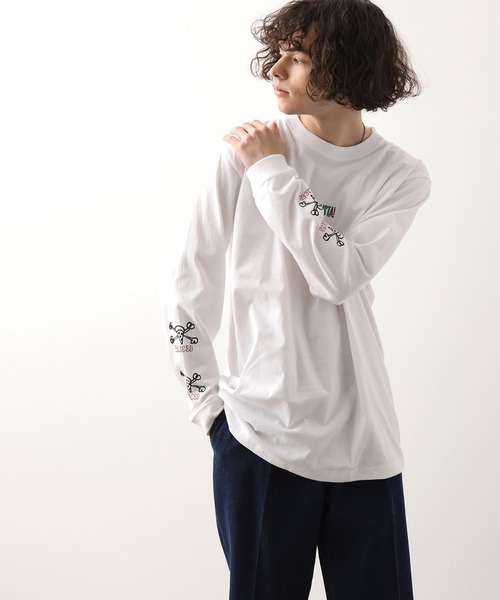 JUNRED(ジュンレッド)の「PIZZANISTA!スリーブプリントT(Tシャツ/カットソー・メンズ・ホワイト/ブラック・M/L)」の8枚目の写真