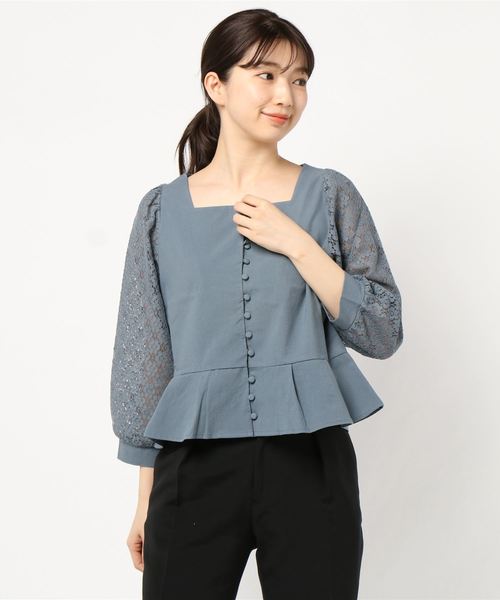 flower（フラワー）の「フラワリーレースブラウス（シャツ/ブラウス・レディース・ホワイト/ブルー・FREE）」の6枚目の写真