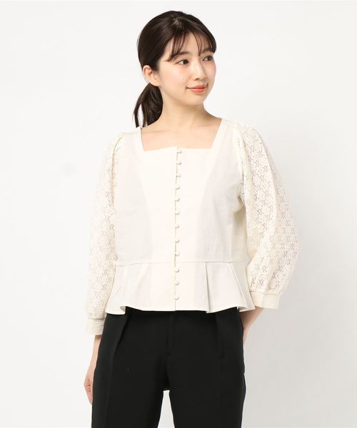 flower（フラワー）の「フラワリーレースブラウス（シャツ/ブラウス・レディース・ホワイト/ブルー・FREE）」の5枚目の写真