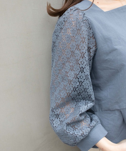 flower（フラワー）の「フラワリーレースブラウス（シャツ/ブラウス・レディース・ホワイト/ブルー・FREE）」の9枚目の写真