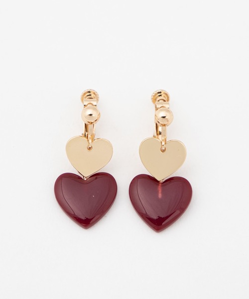 WEGO（ウィゴー）の「WEGO/ハートメタルイヤリング（イヤリング・レディース・ブルー/ピンク/ブラウン/ホワイト/ワイン・FREE）」の5枚目の写真