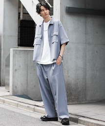 ASTRONOMY | セットアップ ポリトロストレッチ半袖ビックポケットジップシャツ＆ワイドパンツ(シャツ/ブラウス)