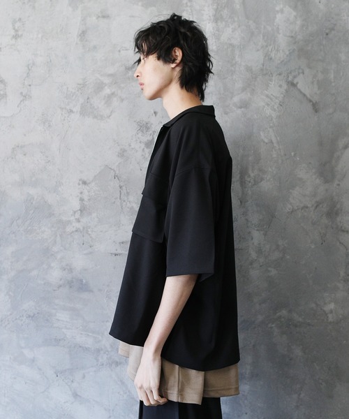 ASTRONOMY（アストロノミー）の「セットアップ ポリトロストレッチ半袖ビックポケットジップシャツ＆ワイドパンツ（シャツ/ブラウス・メンズ・ブラック/スモークグレー/ネイビー/ブラウン/ベージュ/サックスブルー・XL/S/M/L）」の22枚目の写真