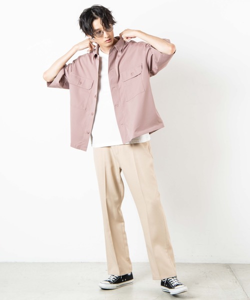 WEGO(ウィゴー)の「WEGO/ビッグポケット5分袖CPOシャツ(シャツ/ブラウス・メンズ・ブラック/ホワイト/ライトピンク・MEDIUM/LARGE)」の11枚目の写真