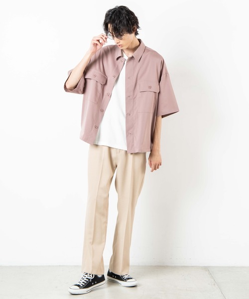 WEGO(ウィゴー)の「WEGO/ビッグポケット5分袖CPOシャツ(シャツ/ブラウス・メンズ・ブラック/ホワイト/ライトピンク・MEDIUM/LARGE)」の12枚目の写真