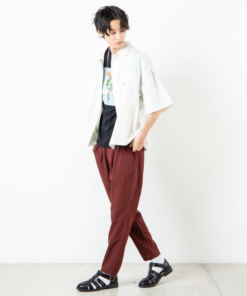 WEGO(ウィゴー)の「WEGO/ビッグポケット5分袖CPOシャツ(シャツ/ブラウス・メンズ・ブラック/ホワイト/ライトピンク・MEDIUM/LARGE)」の4枚目の写真