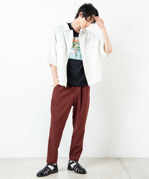 WEGO(ウィゴー)の「WEGO/ビッグポケット5分袖CPOシャツ(シャツ/ブラウス・メンズ・ブラック/ホワイト/ライトピンク・MEDIUM/LARGE)」の6枚目の写真