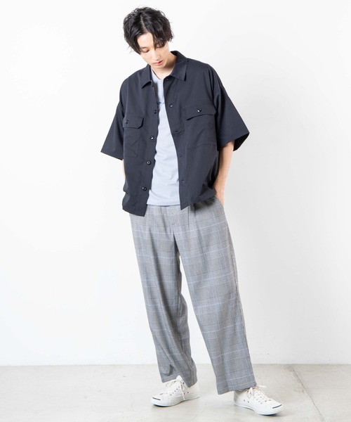 WEGO(ウィゴー)の「WEGO/ビッグポケット5分袖CPOシャツ(シャツ/ブラウス・メンズ・ブラック/ホワイト/ライトピンク・MEDIUM/LARGE)」の7枚目の写真