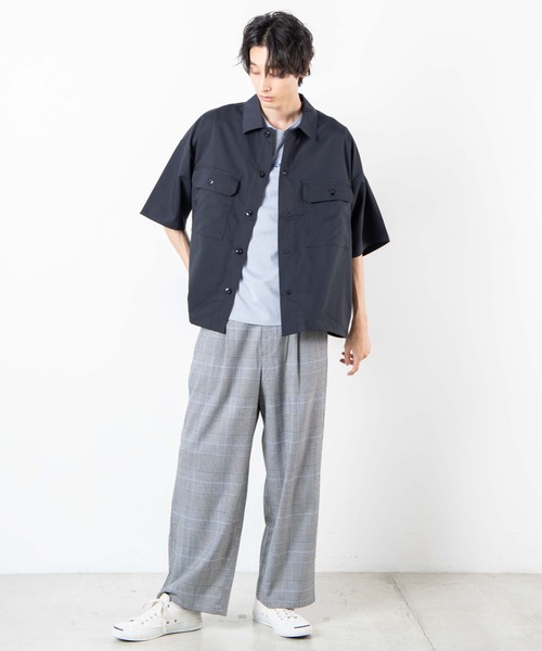 WEGO(ウィゴー)の「WEGO/ビッグポケット5分袖CPOシャツ(シャツ/ブラウス・メンズ・ブラック/ホワイト/ライトピンク・MEDIUM/LARGE)」の9枚目の写真