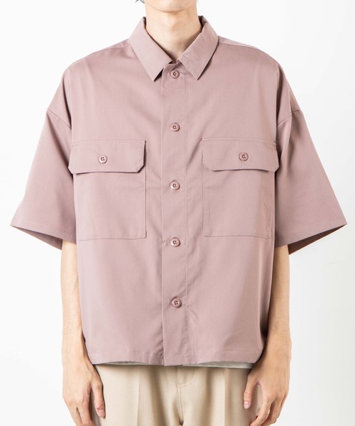 WEGO(ウィゴー)の「WEGO/ビッグポケット5分袖CPOシャツ(シャツ/ブラウス・メンズ・ブラック/ホワイト/ライトピンク・MEDIUM/LARGE)」の14枚目の写真
