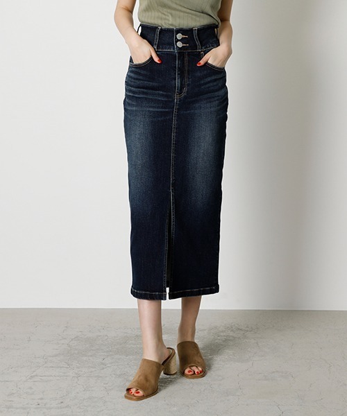 AZUL by moussy（アズールバイマウジー）の「HIGH WAIST SLIT DENIM SKIRT/ハイウエストスリットデニム