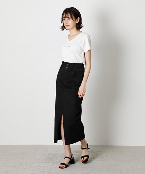 AZUL by moussy（アズールバイマウジー）の「HIGH WAIST SLIT DENIM SKIRT/ハイウエストスリットデニムスカート（デニムスカート・レディース・ブラック/ダークブルー/ホワイト/ライトブルー/ベージュ・SMALL/MEDIUM/LARGE/X-SMALL）」の14枚目の写真