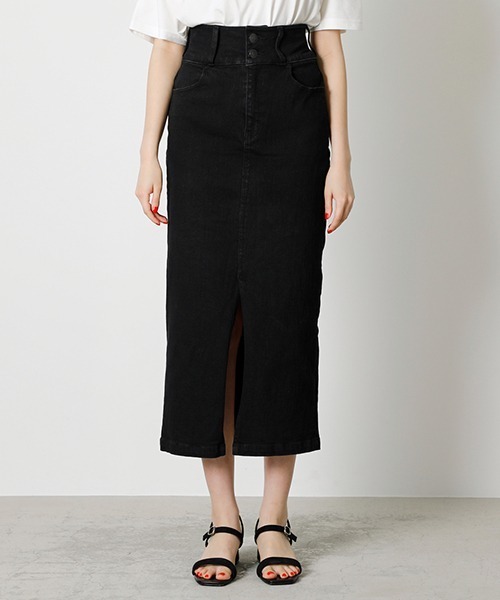 AZUL by moussy（アズールバイマウジー）の「HIGH WAIST SLIT DENIM SKIRT/ハイウエストスリットデニムスカート（デニムスカート・レディース・ブラック/ダークブルー/ホワイト/ライトブルー/ベージュ・SMALL/MEDIUM/LARGE/X-SMALL）」の16枚目の写真