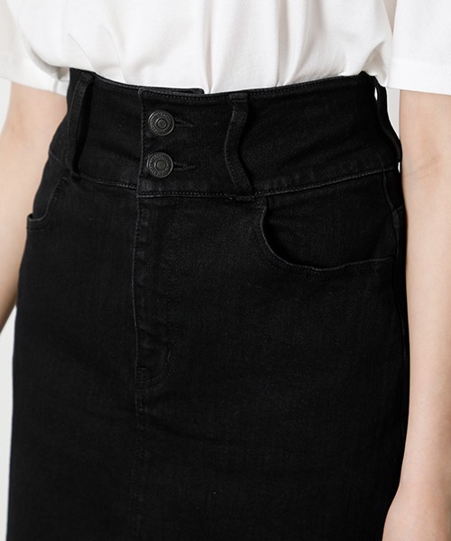 AZUL by moussy（アズールバイマウジー）の「HIGH WAIST SLIT DENIM SKIRT/ハイウエストスリットデニムスカート（デニムスカート・レディース・ブラック/ダークブルー/ホワイト/ライトブルー/ベージュ・SMALL/MEDIUM/LARGE/X-SMALL）」の19枚目の写真