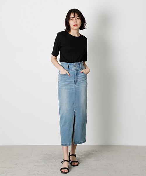 HIGH WAIST SLIT DENIM SKIRT/ハイウエストスリットデニムスカート