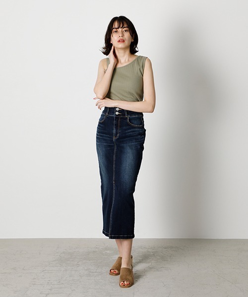 HIGH WAIST SLIT DENIM SKIRT/ハイウエストスリットデニム