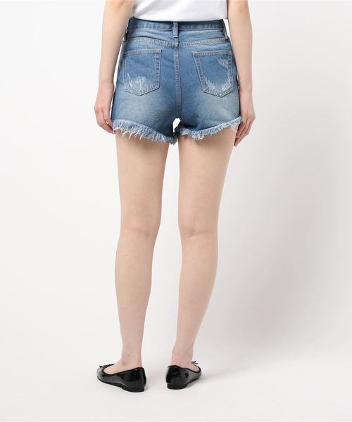 one way（ワンウェイ）の「ブロークンデニムショーパン（デニムパンツ・レディース・ブルー/ダークブルー・M/S）」の4枚目の写真
