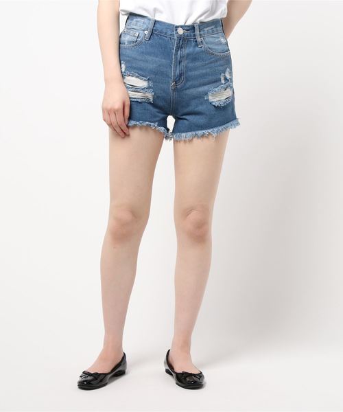 one way（ワンウェイ）の「ブロークンデニムショーパン（デニムパンツ・レディース・ブルー/ダークブルー・M/S）」の10枚目の写真