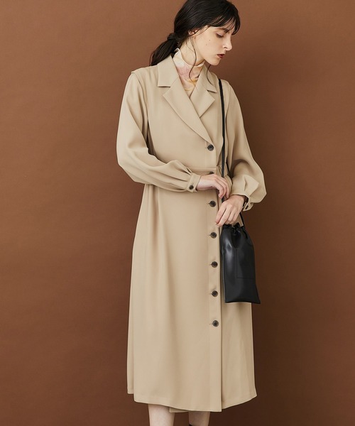 STUDIOUS（ステュディオス）の「【STUDIOUS】アシメフロントジャケットライクワンピース（ワンピース・レディース・ベージュ/ブラック・FREE）」の16枚目の写真