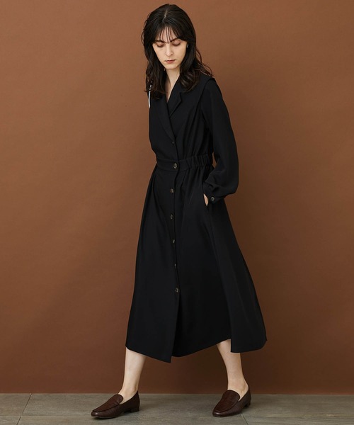 STUDIOUS（ステュディオス）の「【STUDIOUS】アシメフロントジャケットライクワンピース（ワンピース・レディース・ベージュ/ブラック・FREE）」の5枚目の写真