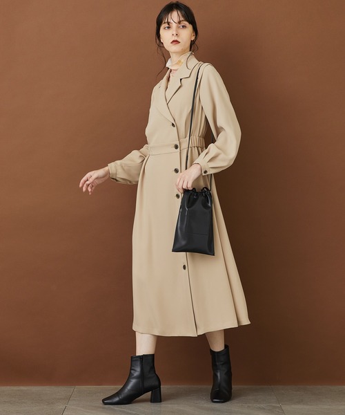 STUDIOUS（ステュディオス）の「【STUDIOUS】アシメフロントジャケットライクワンピース（ワンピース・レディース・ベージュ/ブラック・FREE）」の7枚目の写真