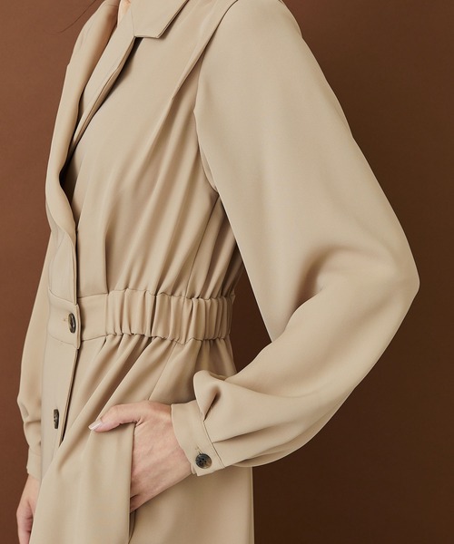 STUDIOUS（ステュディオス）の「【STUDIOUS】アシメフロントジャケットライクワンピース（ワンピース・レディース・ベージュ/ブラック・FREE）」の12枚目の写真