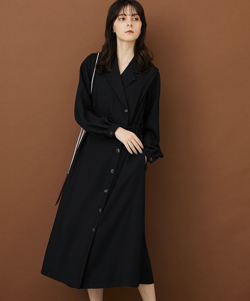 STUDIOUS（ステュディオス）の「【STUDIOUS】アシメフロントジャケットライクワンピース（ワンピース・レディース・ベージュ/ブラック・FREE）」の14枚目の写真