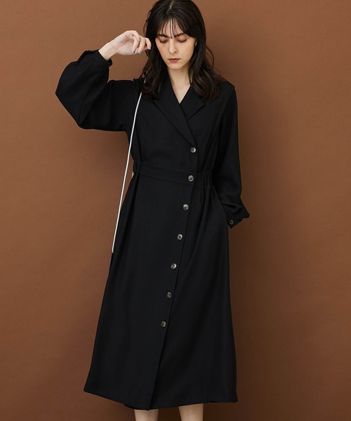 STUDIOUS（ステュディオス）の「【STUDIOUS】アシメフロントジャケットライクワンピース（ワンピース・レディース・ベージュ/ブラック・FREE）」の13枚目の写真