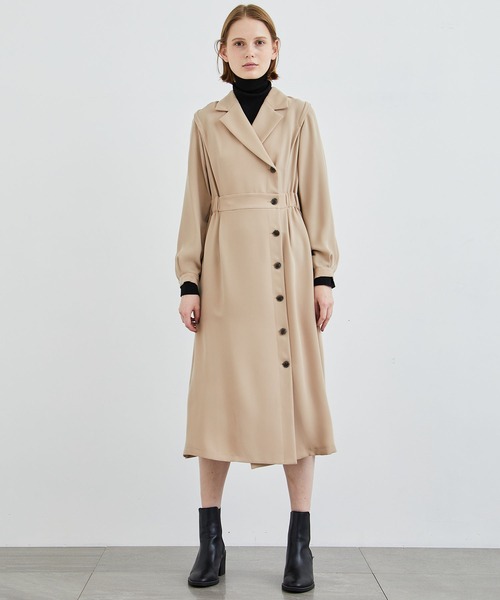 STUDIOUS（ステュディオス）の「【STUDIOUS】アシメフロントジャケットライクワンピース（ワンピース・レディース・ベージュ/ブラック・FREE）」の21枚目の写真