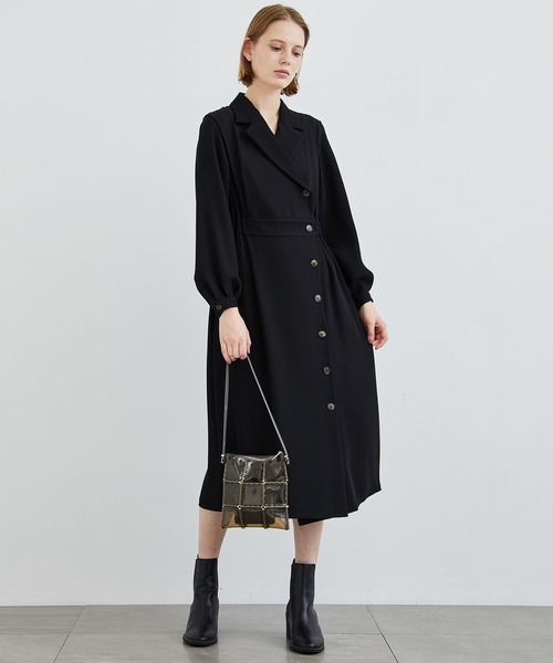 STUDIOUS（ステュディオス）の「【STUDIOUS】アシメフロントジャケットライクワンピース（ワンピース・レディース・ベージュ/ブラック・FREE）」の17枚目の写真