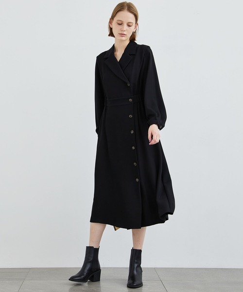 STUDIOUS（ステュディオス）の「【STUDIOUS】アシメフロントジャケットライクワンピース（ワンピース・レディース・ベージュ/ブラック・FREE）」の20枚目の写真