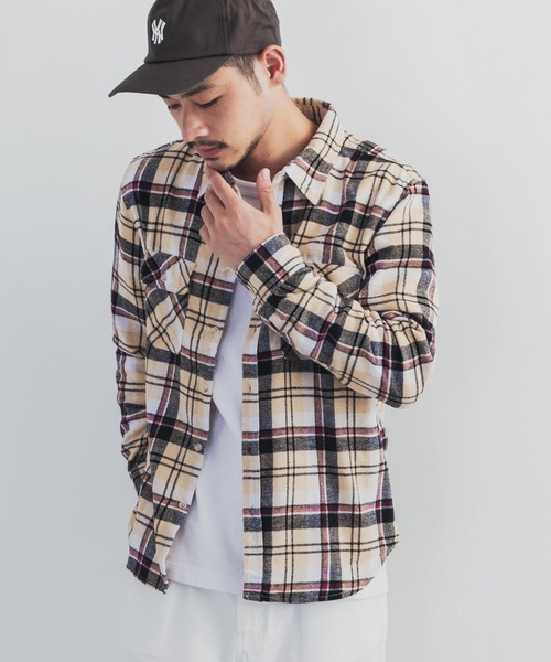 Rocky Monroe(ロッキーモンロー)の「リサイクルビエラチェック起毛シャツ(シャツ/ブラウス・メンズ・ブラック/ベージュ/ネイビー/ブラック系その他/レッド/ベージュ系その他/ブルー系その他/グリーン/キャメル/ブルー系その他2・LL/M/L)」の9枚目の写真