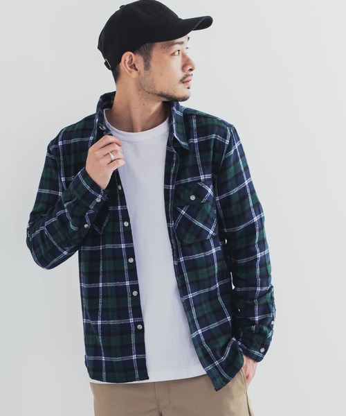 Rocky Monroe(ロッキーモンロー)の「リサイクルビエラチェック起毛シャツ(シャツ/ブラウス・メンズ・ブラック/ベージュ/ネイビー/ブラック系その他/レッド/ベージュ系その他/ブルー系その他/グリーン/キャメル/ブルー系その他2・LL/M/L)」の5枚目の写真